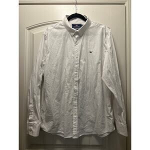 Vineyard Vines Men’s Long Sleeve Button Front Slim Fit Whale Shirt Sz 2XL White‎